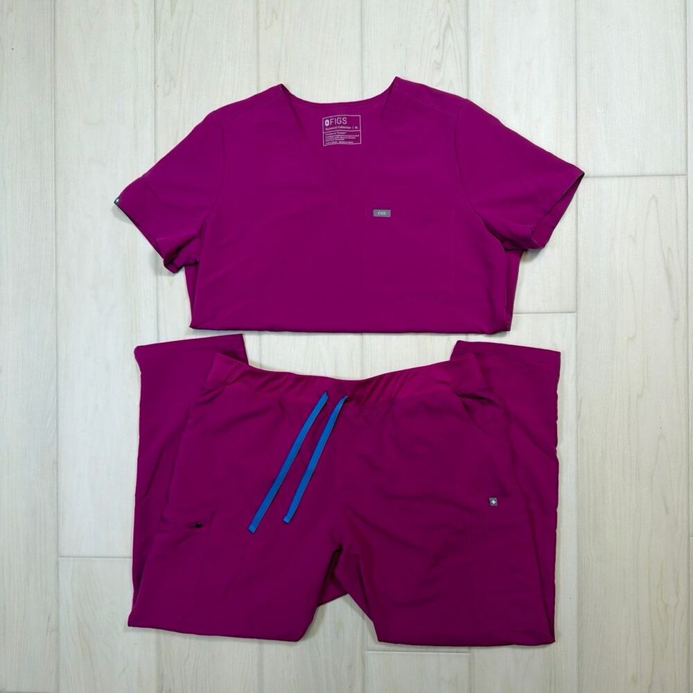 FIGS Rasberry Sorbet Scrub Set XL Catarina Top XXL Yola Skinny Pant
